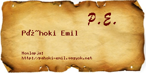 Páhoki Emil névjegykártya
